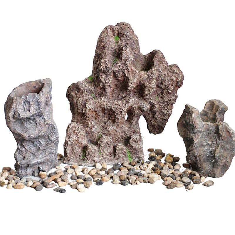 绿植仿真假石头庭院假山造景室内装饰玻璃钢石头家居橱窗店铺