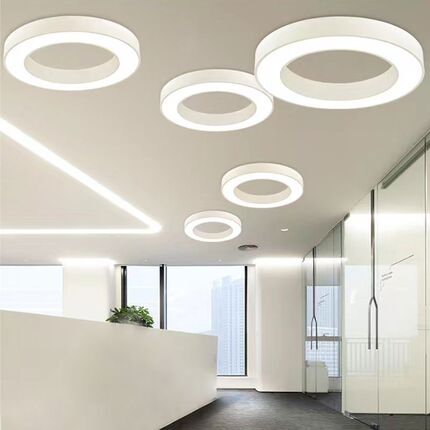 定制led圆形圆环吊灯办公室 健身房环形造型灯商场超市圆圈工业风