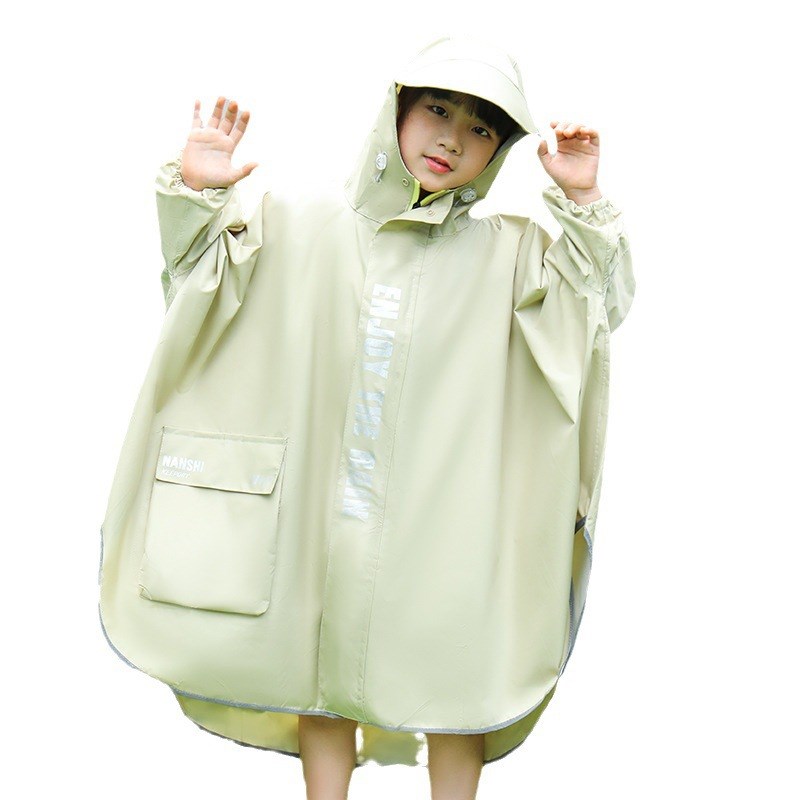斗篷式儿童雨衣雨披幼儿园小学生时尚带书包位雨具徒步加宽纯色