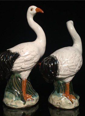 石湾公仔陶瓷鹤生肖创意家居客厅博古架电视柜摆件动物手工艺礼品