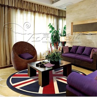英伦米字旗圆形地毯客厅茶几卧室床边玄关书房手工腈纶地毯定制