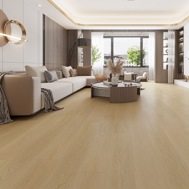 龙叶平面PM-0石塑地板WPC石晶PC锁扣木地板防水加厚风奶油