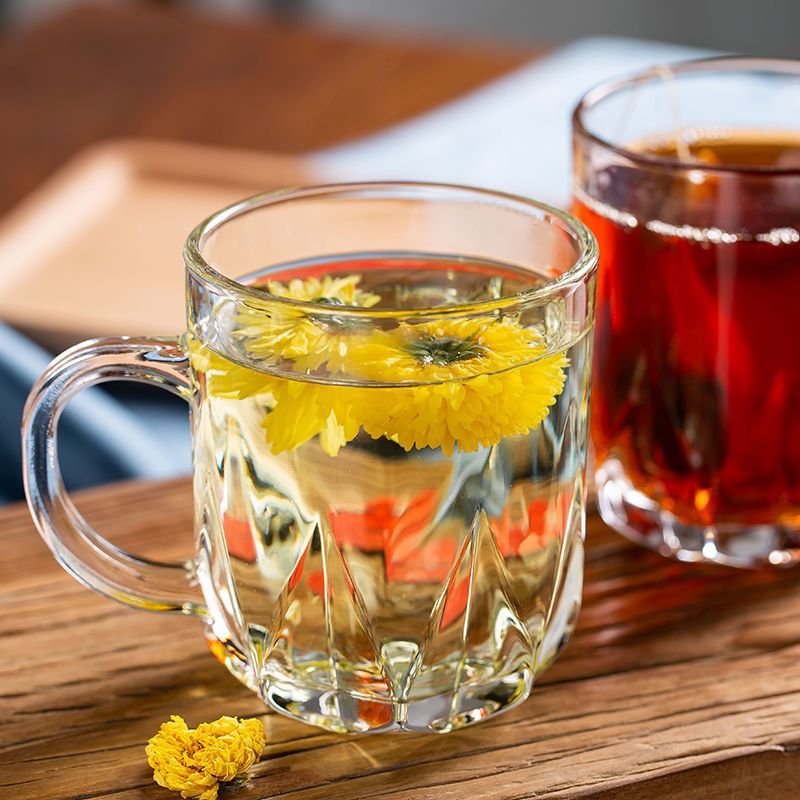 无铅玻璃把杯家用加厚耐热泡茶杯喝水牛奶咖啡啤酒杯茶厅玻璃杯