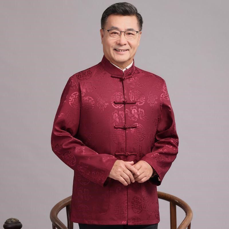 秋冬季中国风外套爸爸装长袖唐装夹克男士爷爷衣服爸爸装,男装,唐装,淘宝优惠券,粉丝福利购,淘宝优惠卷