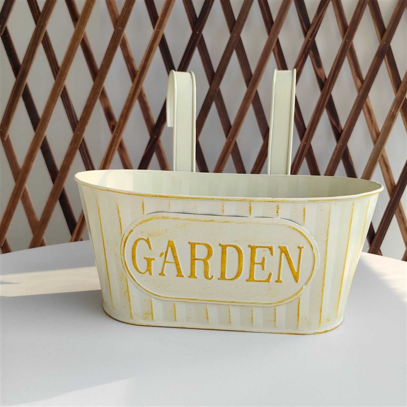 园艺可拆卸椭圆挂桶花盆双挂钩阳台悬挂吊桶铁皮花桶花店装饰花器