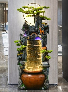 假山流水招财摆件循环水喷泉鱼缸B水景观客厅办公室加湿器落地装