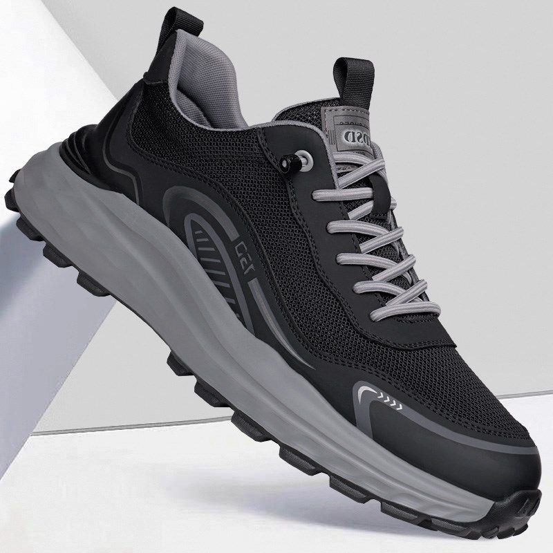 运动鞋男春季新款透气网面潮流百搭轻便软底增高男士休闲跑步鞋子