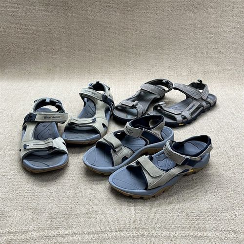 外贸单捡漏夏季沙滩男凉鞋露趾防滑真皮V底魔术贴户外透气大码鞋