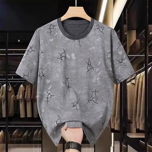 高级感新款大码棉短袖T恤男胖子烧花加肥加大宽松百搭半袖潮300斤