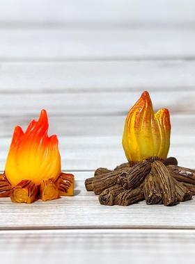 木材小火堆火把火苗火焰篝火微景观盆景造景装饰迷你diy树脂摆件