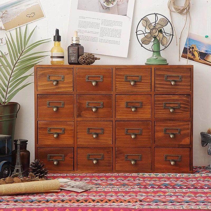 复古桌面柜子中药柜斗柜木盒子中药材小型收纳柜zakka迷你经济型,收纳整理,桌面收纳盒,淘宝优惠券,粉丝福利购,淘宝优惠卷