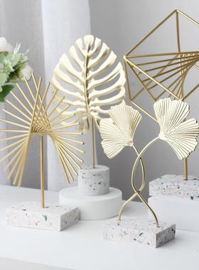 热造北欧铁艺龟背竹小摆件玄关客厅电视柜酒柜办公室创意家居装饰