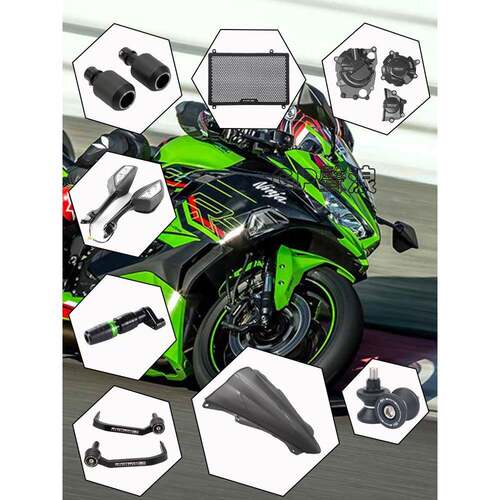 适用川崎ZX-4R ZX4RR 改装水箱网防摔护杠加高挡风玻璃后驼峰短尾