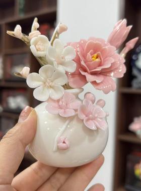 陶瓷花瓶手工花各种花型套组精美摆件茶台客厅装饰花景德镇德化