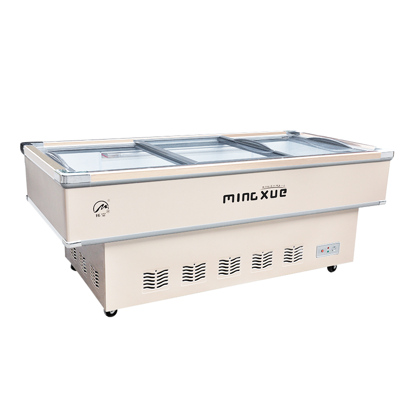 铭雪冰柜商用卧式海鲜展示柜平面海鲜保鲜点菜柜冷藏鲜肉平口冰箱