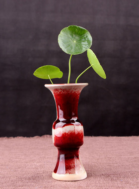 禹州神垕陶瓷中式钧瓷小花器摆件茶宠水培花插博物架工艺品客厅