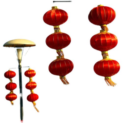 灯杆灯笼 户外大红灯笼串路灯灯笼支架街道节日装饰灯笼