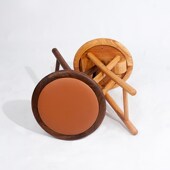 实木可折叠收纳凳子家用高脚圆凳餐厅便携餐凳休闲简约吧台椅成人