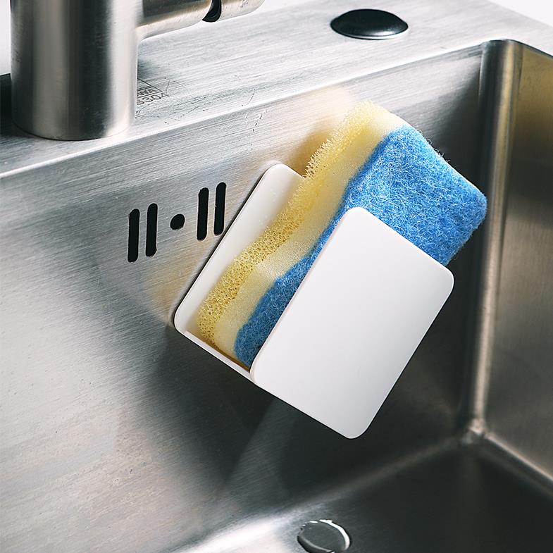 厨房壁挂式水槽洗碗抹布百洁布收纳架洗脸海绵扑沥水置物架收纳盒