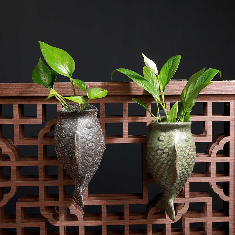 壁挂复古陶瓷欧式创意阳台垂吊盆水培绿萝花瓶悬挂式墙壁装饰花盆,鲜花速递/花卉仿真/绿植园艺,花盆,淘宝优惠券,粉丝福利购,淘宝优惠卷