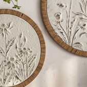 法式 饰壁画白色浮雕墙上挂饰 复古圆形铁艺雕花壁饰壁挂民宿餐厅装