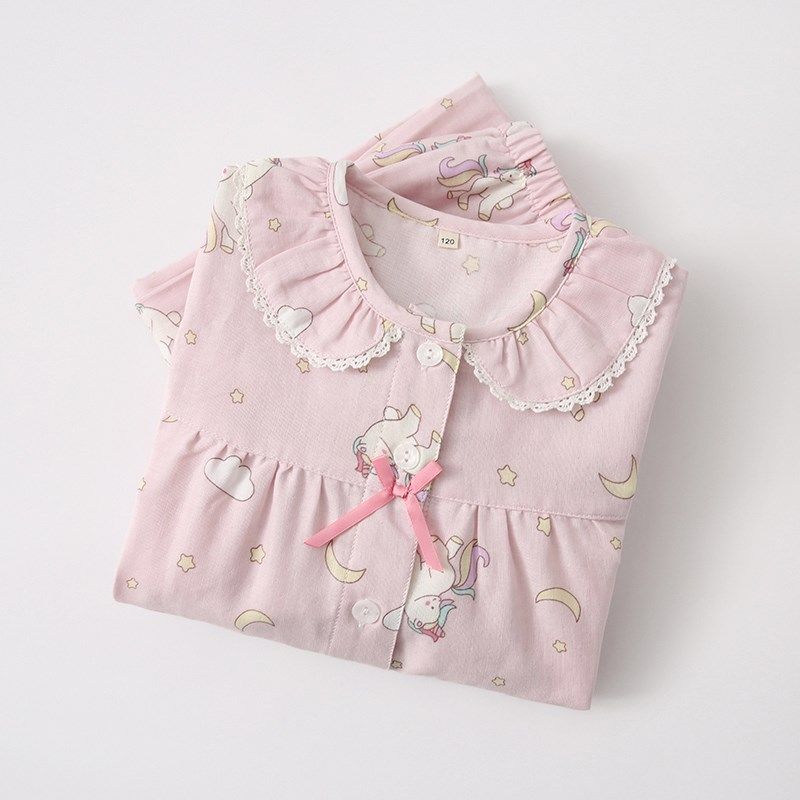 春夏女童长袖睡衣全棉双层纱布薄款春秋可爱女孩纯棉中大童家居服,童装/婴儿装/亲子装,家居服套装,淘宝优惠券,粉丝福利购,淘宝优惠卷