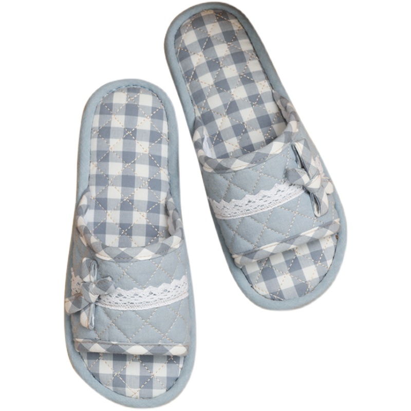 室内卧室布艺布底拖鞋女夏静音无声软底木地板防滑牛筋底四季家用