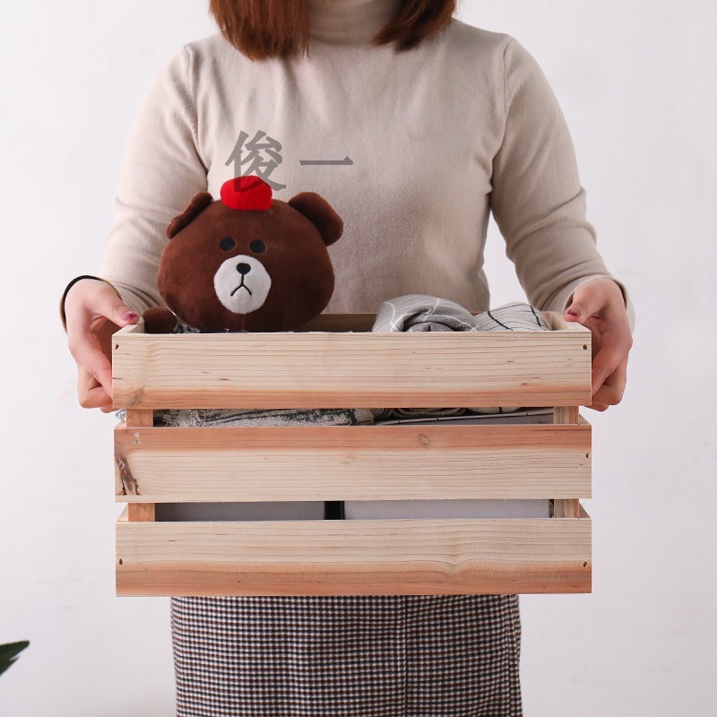 定制杉木箱子复古做旧木箱超市陈列整理箱水果箱木框装饰木箱