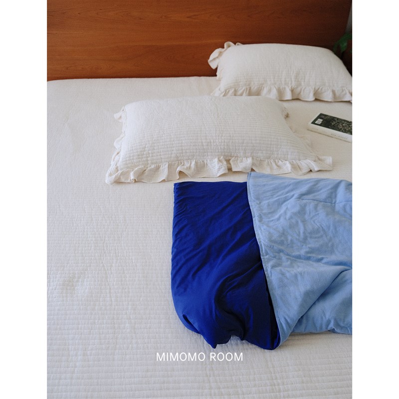 馍馍 夏季棉麻床盖本白奶油风in高端纯色床单花边枕单床罩