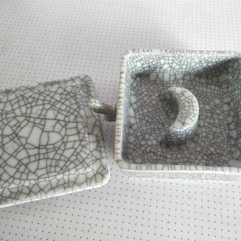 多功能四方碟影青釉墨池笔架笔搁砚台带盖国画料碟颜色釉文具墨碟