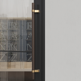 极简玻璃门拉手胡桃木对装商店铺推拉有框实木门把手金色扶手