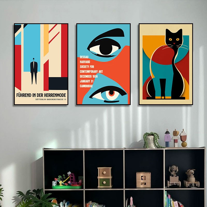 Bauhaus包豪斯绘画抽象几何色块图案装饰画波普风艺术设计师挂画图片