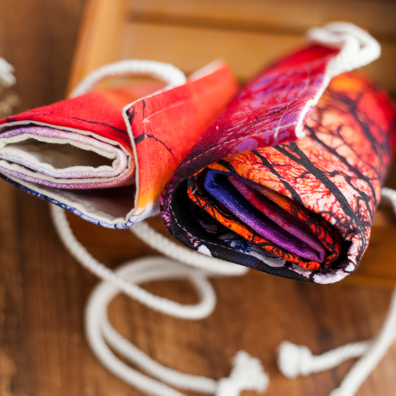 古风素描笔帘女美术生绘画专用72色彩铅笔笔帘8孔大容量卷笔袋