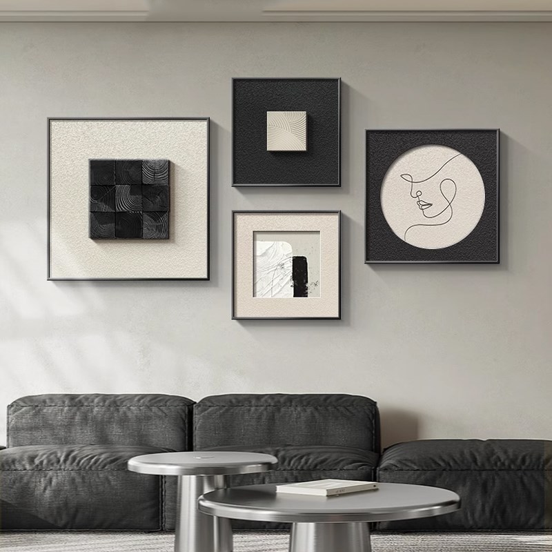 意式极简风客厅装饰画高级感沙发背景墙挂画抽象艺术餐厅壁画