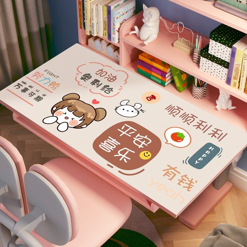 卡通少女风学习书桌皮革桌垫儿童写字台防水防油桌布定制,居家布艺,桌布,淘宝优惠券,粉丝福利购,淘宝优惠卷