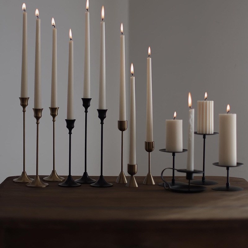 IOTC欧式圣诞哑黑色铁艺烛台香薰蜡烛烛台复古柱状蜡烛托盘家居