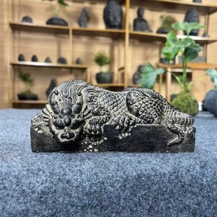 鱼缸造景创意盘龙石玺家居中式 饰 茶宠卧龙镇纸复古送礼桌面装