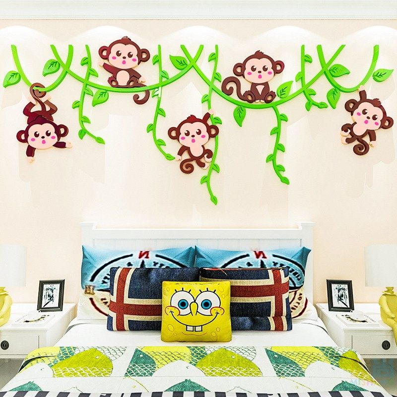 卡通猴子创意儿童房间画幼儿园环境布置材料d立体墙早教装饰,家居饰品,软装墙贴,淘宝优惠券,粉丝福利购,淘宝优惠卷