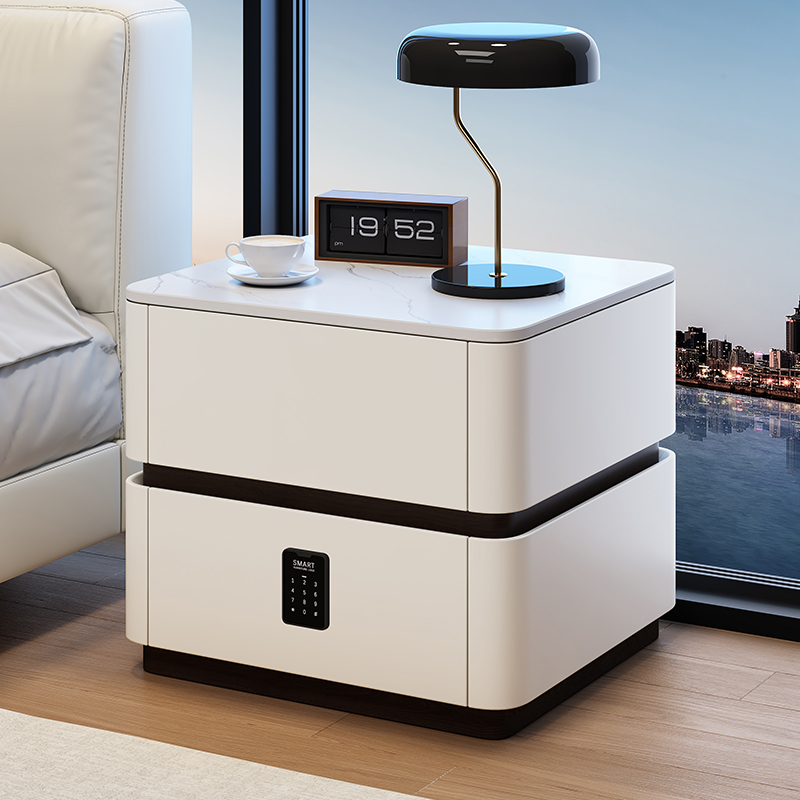 意式极简实木床头柜带抽屉