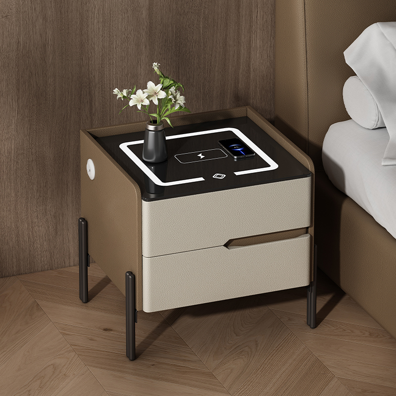 简祥森智能床头柜现代简约实木网红极简易无线充电主卧室多功能