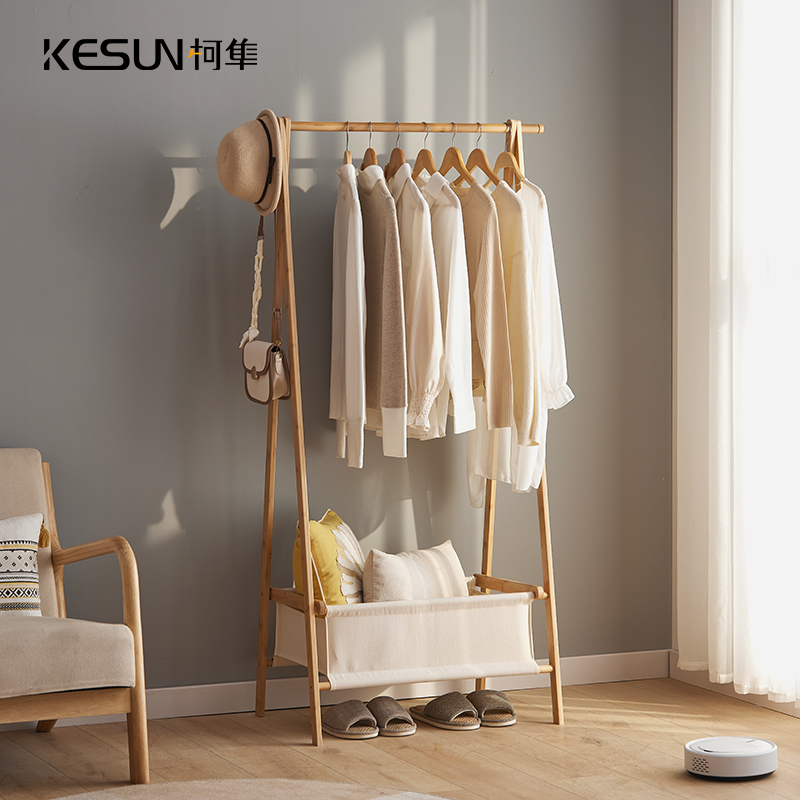 衣架落地卧室挂衣架可折叠房间挂衣服的架子日式家用简易衣帽架