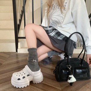 厚底增高拖鞋 女洞洞鞋 女外穿 厚底松糕鞋 小个子9cm