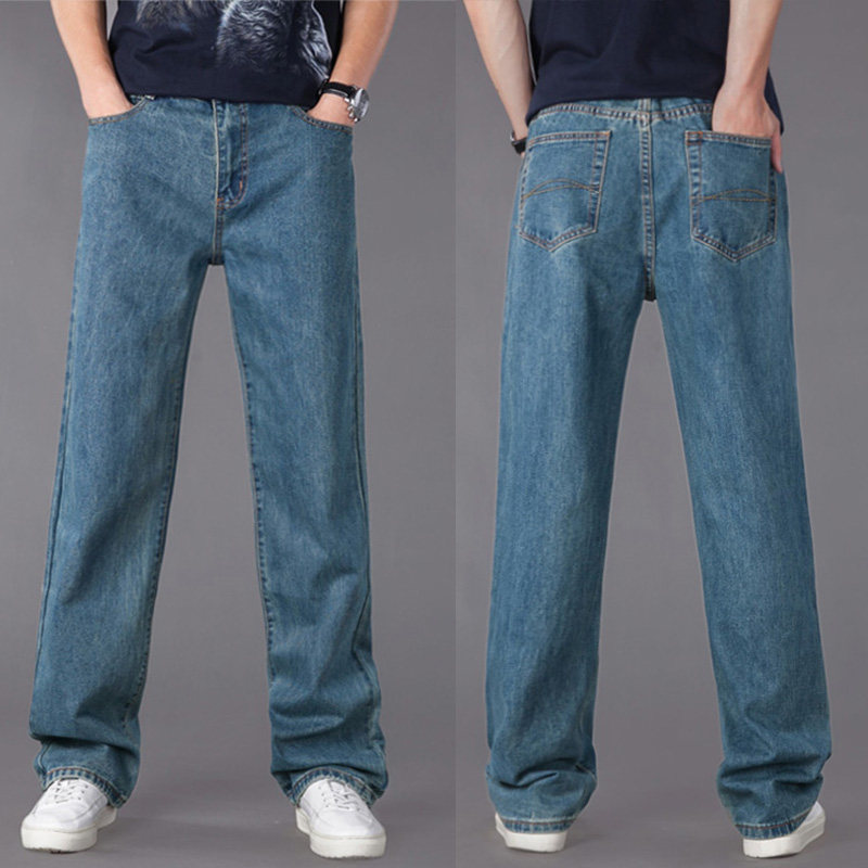 春季薄款牛仔裤男宽松加大码男装直筒裤胖人中老年休闲阔腿长裤子,男装,中老年下装,淘宝优惠券,粉丝福利购,淘宝优惠卷