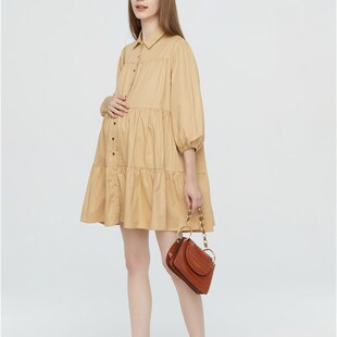 职业装 宽松孕妇春装 衬衫 A娃娃款 衬衣纯棉连衣 裙2024新款 孕妇时尚