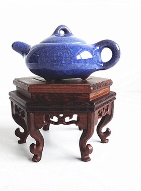 红木鸡翅实木六边圆形几鱼缸瓶盆景奇石底座架