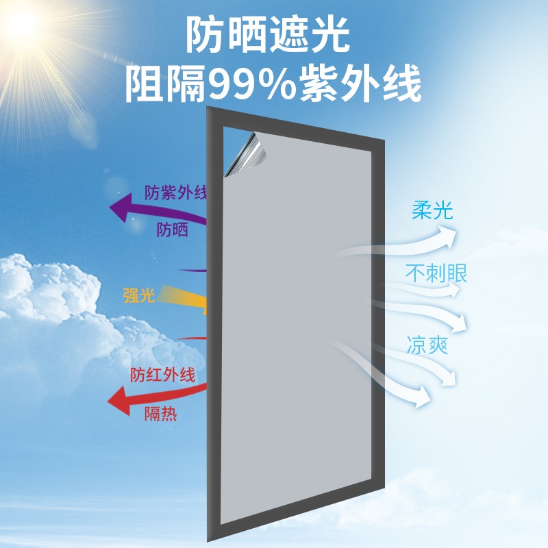 窗户磨砂玻璃贴膜防窥防走光全遮光不透光卫生间防晒窗膜遮光贴纸