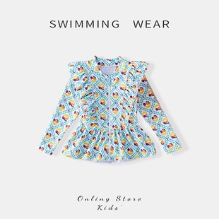 女童分体泳衣2025新款女孩海边沙滩长袖长裤游泳衣中小童防晒泳装
