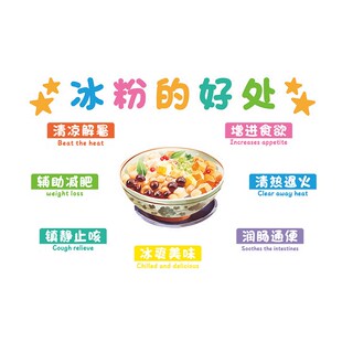 手工冰粉店广告玻璃门吧台立体墙贴冷饮店甜品店创意装 饰贴纸海报