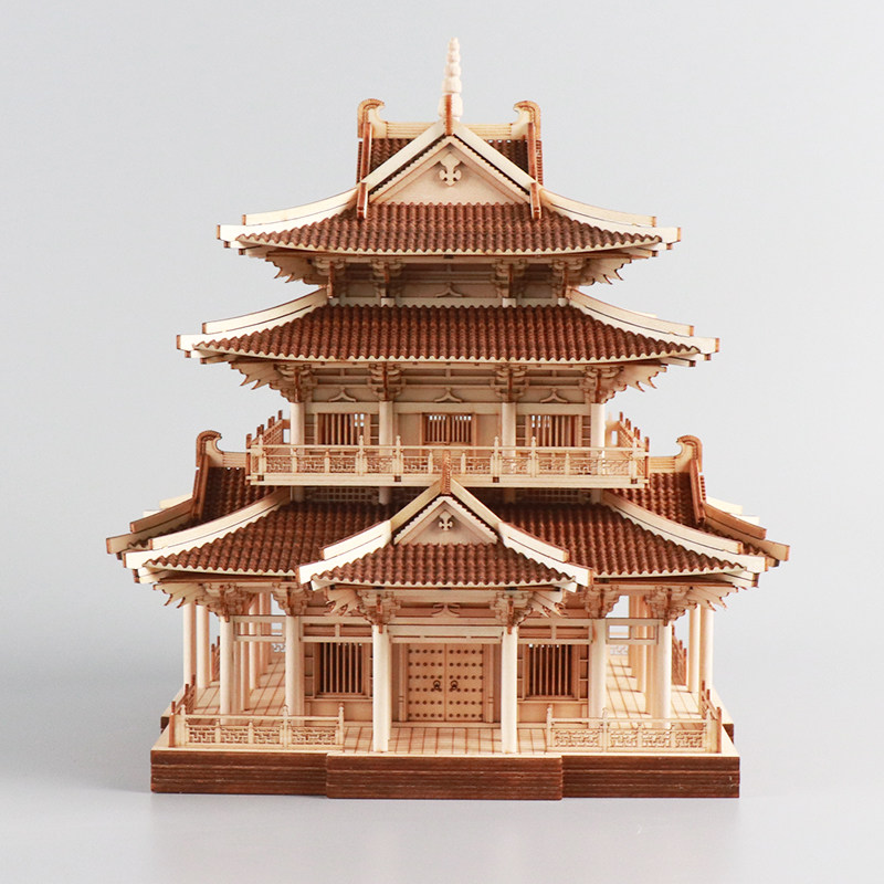 新中式古建筑实木质手工中国风逍遥楼客厅办公室装饰品摆件可定制,家居饰品,桌面摆件,淘宝优惠券,粉丝福利购,淘宝优惠卷