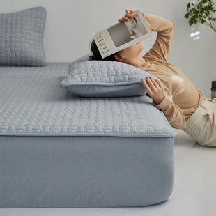 色织全棉夹棉床笠单件 A类纯棉纯色2023新款床套罩床垫保护套床品